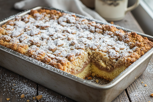 make it in a 6 x 9 pan with powdered sugar on top